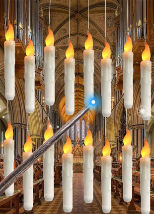 Halloween LED Floating Candles with Magic Wand Remote Battery Operated Potter Floating Candles Warm Light Home Party Decoration - Riparo82