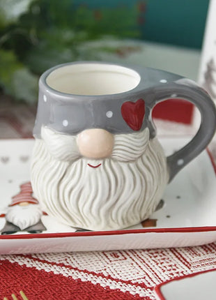 Set di posate in ceramica di babbo natale creativo nordico piatto per la cena in ceramica piatto per snack tazza per teiera per la casa barattolo sigillato regalo di natale - riparo82