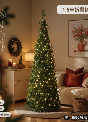 Albero di Natale incandescente Decorazione per albero di Natale artificiale pieghevole Ornamento natalizio floccato per esposizione spaziosa del festival del centro commerciale