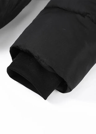 Cappotto lungo in cotone con cappuccio trapuntato imbottito da donna caldo Colletto alla coreana solido allentato Cappotti con cerniera con lacci 2025 Capispalla invernale da donna