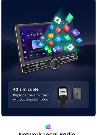 Junsun 10.6 Inch Universal Rotatable 1DIN 2DIN Car Radio Wireless CarPlay Android Auto Touch Screen Multimedia GPS autoradio - Riparo82