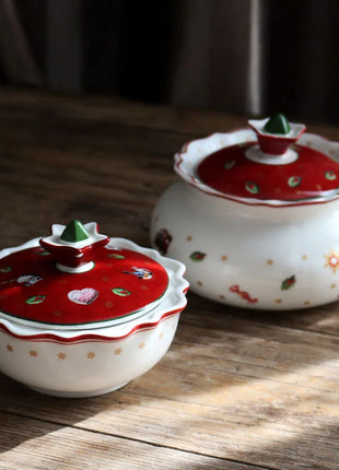 Tesoro tedesco Porcellana dura Giocattolo natalizio Joy Piatto piano multi-angolo Tazza di Natale Piattino Ciotola Candeliere - riparo82