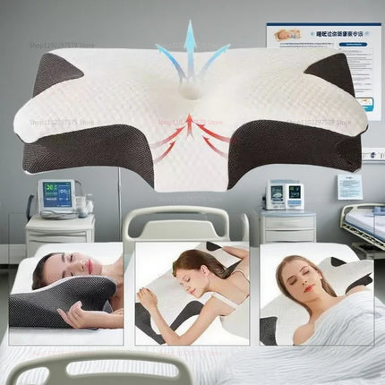 Cervical Support Pillow Memory Foam Neck Pillow for Pain Relief Non Collapse Ergonomic Pillow for Sleeping Travel Home Use