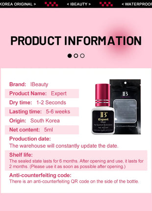 IBeauty Expert Glue For False Eyelashes Extensions Supplies Adhesive Wine Red Cap 5ml Korea Original Makeup Tools Lava Lash - Riparo82