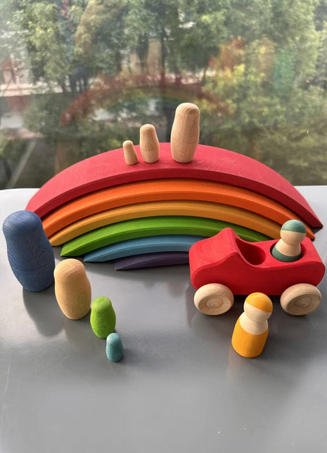 Giocattoli Montessori in legno Arcobaleno Ponte impilabile Macchine Matrioska Bambole Alberi forestali per bambini Blocchi educativi Gioca - riparo82