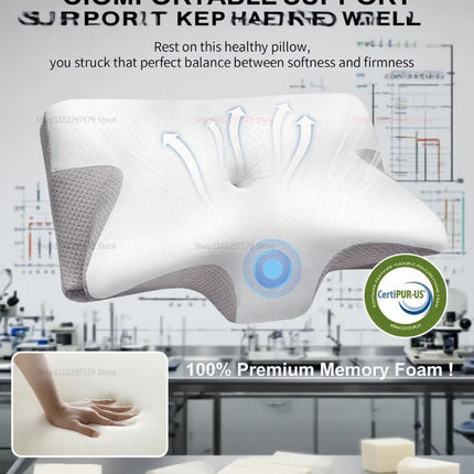 Cervical Support Pillow Memory Foam Neck Pillow for Pain Relief Non Collapse Ergonomic Pillow for Sleeping Travel Home Use
