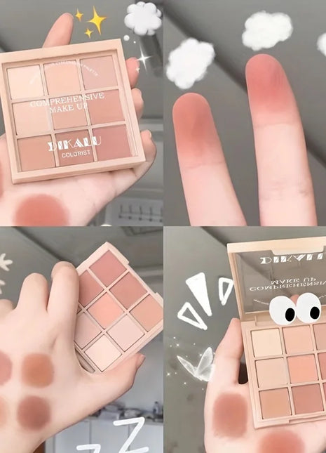 Multifunctional Eyeshadow Palette 9 Colors Various Shades Long Lasting Moisturizing Eye Shadow Palettes for Women Makeup Kit - Riparo82