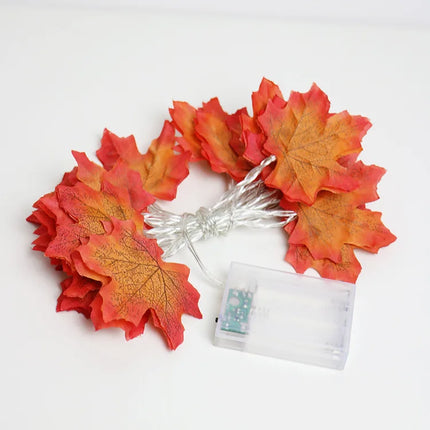 Pumpkin Maple Leaf String Lights Artificial Autumn Leaves LED Light String Fall Decor for Home Party Halloween Thanksgiving