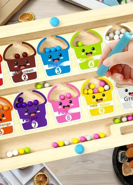 Giocattoli di controllo in legno Montessori: giochi sensoriali, giochi magnetici e lavagna labirinto per l'ordinamento dei colori - riparo82