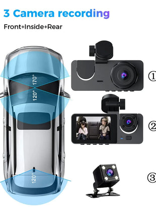 Dash Cam for Cars Camera HD 1080P Video Recorder Dashcam DVR Black Box Dual Lens DVR with Rear View Camera for Vehicle - Riparo82