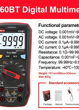 UNI-T UT60S UT60BT True RMS Digital Smart Multimeter 1000V AC DC Voltage Tester Ammeter Electrical Multi Meter - Riparo82