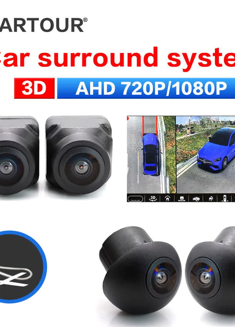 3D Car 1080P/720P AHD 360 Degree Camera Panoramic Surround View Right+Left+Front+Rear View Camera System for Android Auto Radio - Riparo82