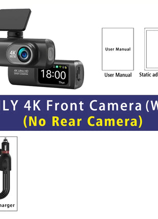 Dash Cam 4K+1080P Dual Lens WIFI GPS Car DVR Camera Video Drive Recorder Dashcam Dual Lens Black Box Front and Rear Night Vision - Riparo82