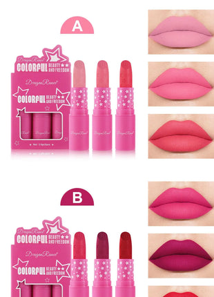 3Pcs/Box Korean Matte Lipstick Set for Women Waterproof Long-Lasting High Pigmented Lipgloss Cosmetic Beauty Makeup - Riparo82