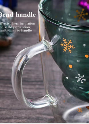 Tazza di Natale Tazza da tè Set di decorazioni regalo di Capodanno Albero di Natale Bicchieri Tazza Decorazione per feste Tazza da caffè Cartone animato Vetro carino - riparo82
