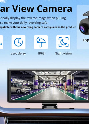 11.26 inch IPS Touch Screen Multimedia Video Player Portable 4K DVR Wireless CarPlay/Android Auto Dual Lens Driving Recorder - Riparo82