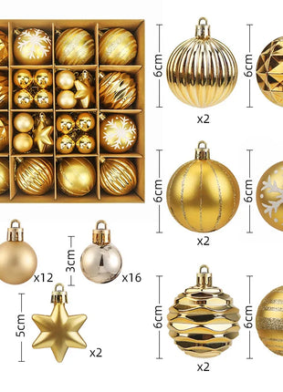 Nuovi 42 set di decorazioni natalizie Palline verniciate elettrolitiche, palline di plastica, decorazioni per finestre, pendenti per albero di Natale - riparo82