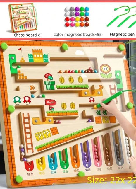 Giocattoli Montessori, labirinto magnetico di colori e numeri, giocattoli in legno per bambini dai 2 ai 8 anni, giocattoli per abilità motorie fini per ragazzi e ragazze - riparo82