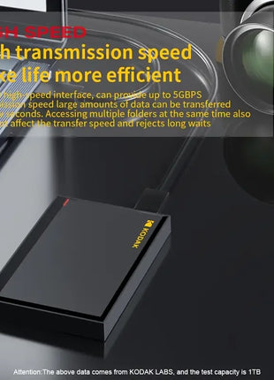 KODAK 2.5 "HDD 2TB SSD esterno portatile 1TB 500GB disco rigido 5Gbps USB3.0 HDD ad alta velocità per negozio di file di grandi dimensioni laptop desktop