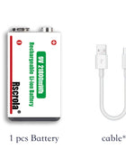Batteria ricaricabile agli ioni di litio da 9 V a lunga durata 21800 mWh ad alta capacità per pedale rilevatore di fumo per microfono per chitarra con cavo - riparo82