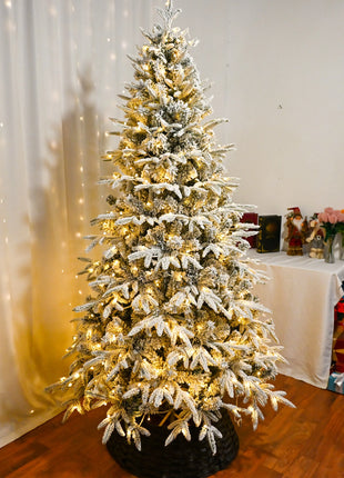 2025 Nuovo albero di Natale rosa floccato misto Pe Decorazione domestica di lusso di fascia alta Decorazione del supermercato dell'hotel