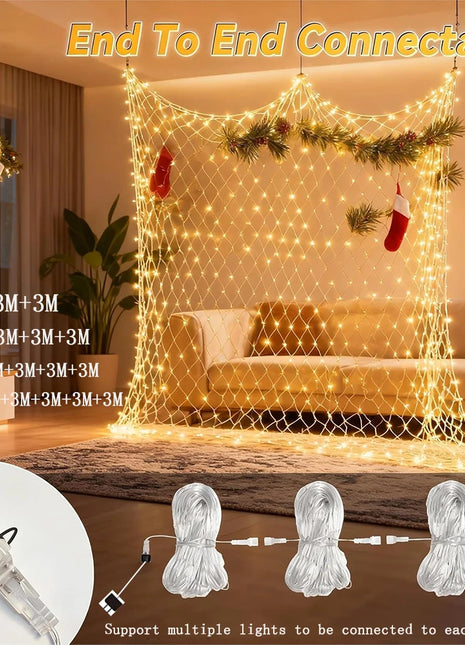 1.5M-18M LED Net Mesh Fata Luci Stringa Tenda Ghirlanda Esterna Impermeabile Per Albero Di Natale Festa Giardino Decorazione di Nozze