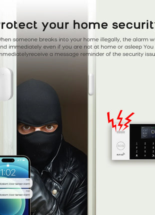 PGST Residential Tuya Smart Gsm Wifi Alarm System for Home Wireless Security Alarm House Smart Life App Control work with ALexa - Riparo82