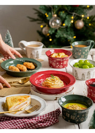 1PC squisito stoviglie natalizie piatti in ceramica piatti per insalata di frutta colazione tazze per il latte cucina domestica ciotole per noodle in ceramica - riparo82