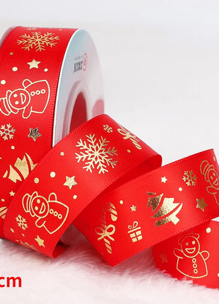 Nastro natalizio stampato da 5 metri Nastro natalizio in poliestere per design fatto a mano Decorazione natalizia Confezione regalo bouquet torta fai da te - riparo82