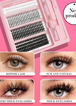 10D/20D/30D Fake Eyelashes Extensions Kit Lash Bond and Seal False Eyelashes Makeup Set DIY Long Lashes Clusters Make up Tool - Riparo82