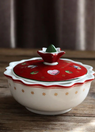 Tesoro tedesco Porcellana dura Giocattolo natalizio Joy Piatto piano multi-angolo Tazza di Natale Piattino Ciotola Candeliere - riparo82