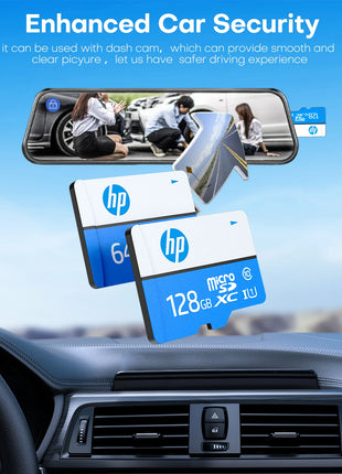 Schede microSD HP 128GB e 64GB per dash cam auto, sicurezza e registrazione video, riparo82