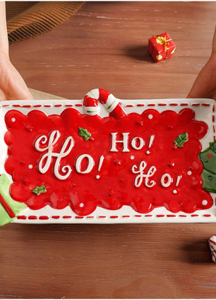 Piatto in ceramica di Babbo Natale dipinto a mano Vassoio decorativo regalo di Natale Piatto da dessert festivo Piatto da portata per biscotti carino - riparo82