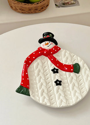 Piatto pupazzo di neve di Natale, piatto da dessert in ceramica, regalo di Natale, piatto creativo e carino - riparo82
