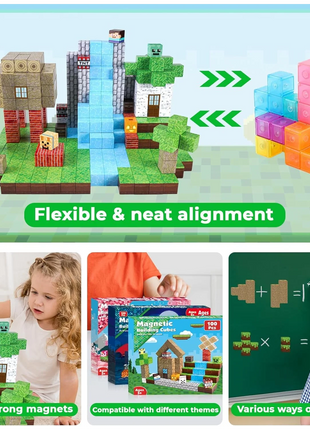 Blocchi magnetici Mine World Magnetic Forest House Brick Cube Toys Set STEM Sensoriale 2025 Miglior regalo per 3+ Boy Girl Kid - riparo82