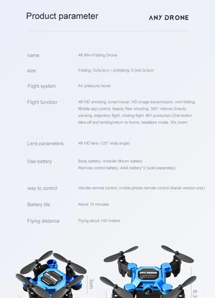 802 Mini Drone 4K 1080P HD Camera WiFi Fpv Pressione dell'aria Mantenimento dell'altitudine Professionale Pieghevole Quadcopter RC Drone Giocattoli per bambini Regalo - riparo82