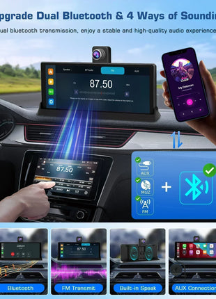 11.3 inch 4K Car DVR Wireless Carplay Android Auto Upgrade 360° Rotating Camera Dash Cam Video Recorder GPS Navigation Dashboard - Riparo82