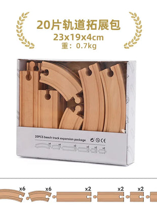 Set di binari ferroviari in legno Pacchetto di espansione Blocchi di costruzione fai-da-te Accessori Tracce adatte per binari in legno Giocattoli educativi per bambini