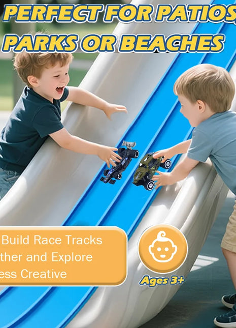 4.5M Flessibile Pista Da Corsa Giocattolo FAI DA TE Doppia Pista Auto Da Corsa 4 Auto Giocattolo Resistente agli urti Roll Up Pista Da Corsa per I Bambini Gioco Regalo - riparo82