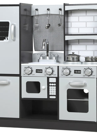 Cucina giocattolo in legno con suono Accessori in acciaio inossidabile per bambini dai 3 anni in su Marrone scuro - riparo82