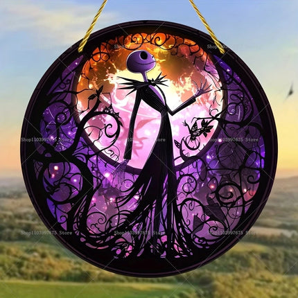 The Nightmare Before Christmas Jack Skellington Sun Catcher 2D Flat Acrylic Hanging Sign for Halloween Home Garden Wall Decor