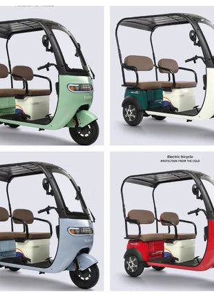 2025 Hot Selling Electric Tricycle for Family Use Open Body Rickshaw with Roof for Passenger and Cargo for Adults