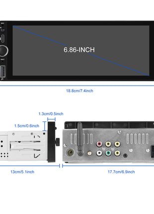 Hikity 2+64G Carplay Android 1din Car Radio Android Auto Stereo 6.86" GPS Navigation Player support FM WiFi USB Rear Camera - Riparo82