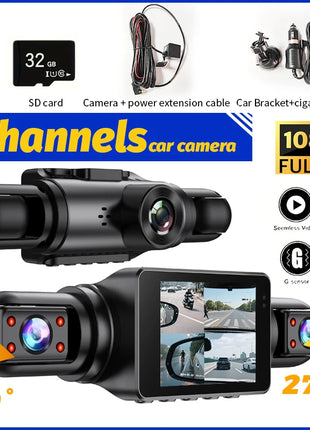 Dashcam Car Front and Rear 1080P 2inch IPS4-Channel Recording Video Recorder Car 4 Cameras Night Vision Recorder Black Box - Riparo82