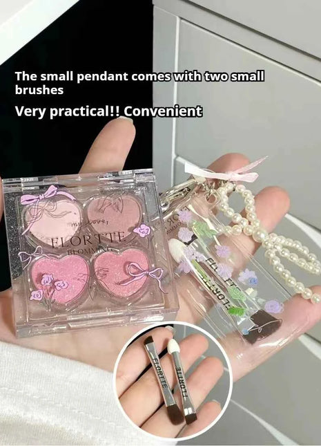 FLORTTE Love Series Eyeshadow 4-color Matte Powder Fine Shimmer  Multi-purpose Portable Palette Highlight Blusher Brightening