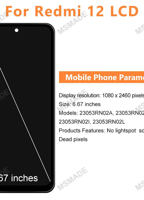 Chioce Per Xiaomi Redmi 12 LCD 23053RN02I Touch Panel Assemblea di Schermo Digitizer Per Redmi 12 Display 23053RN02Y Sostituire Parti - riparo82