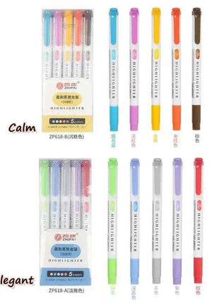 25 Colors ZhiPai Highlighters Markers Pen Set Dual Tip Cute Pens Back To School Kawaii Stationery Papeterie Highlighter