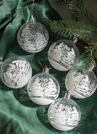 6 pezzi di palline di neve bianche trasparenti, palline di Natale, ciondolo, decorazione per albero di Natale, palline trasparenti, ornamento da appendere, decorazioni per la casa, Capodanno - riparo82