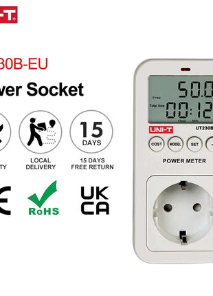 UNI-T UT230B-EU  Wattmeter Voltage Current Cost Frequency Power Meter LCD Energy Consumption  Monitor - Riparo82