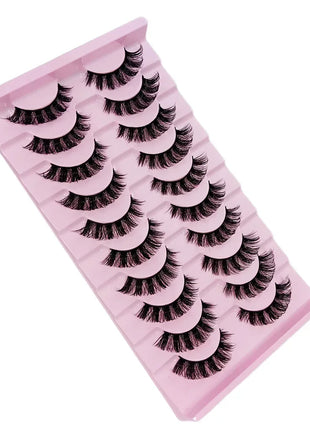 10 Pairs DD Curl Russian Strip Lashes Fluffy Volume False Eyelashes DD Curl Dramatic Messy Faux Mink Fake Lashes Make Up - Riparo82